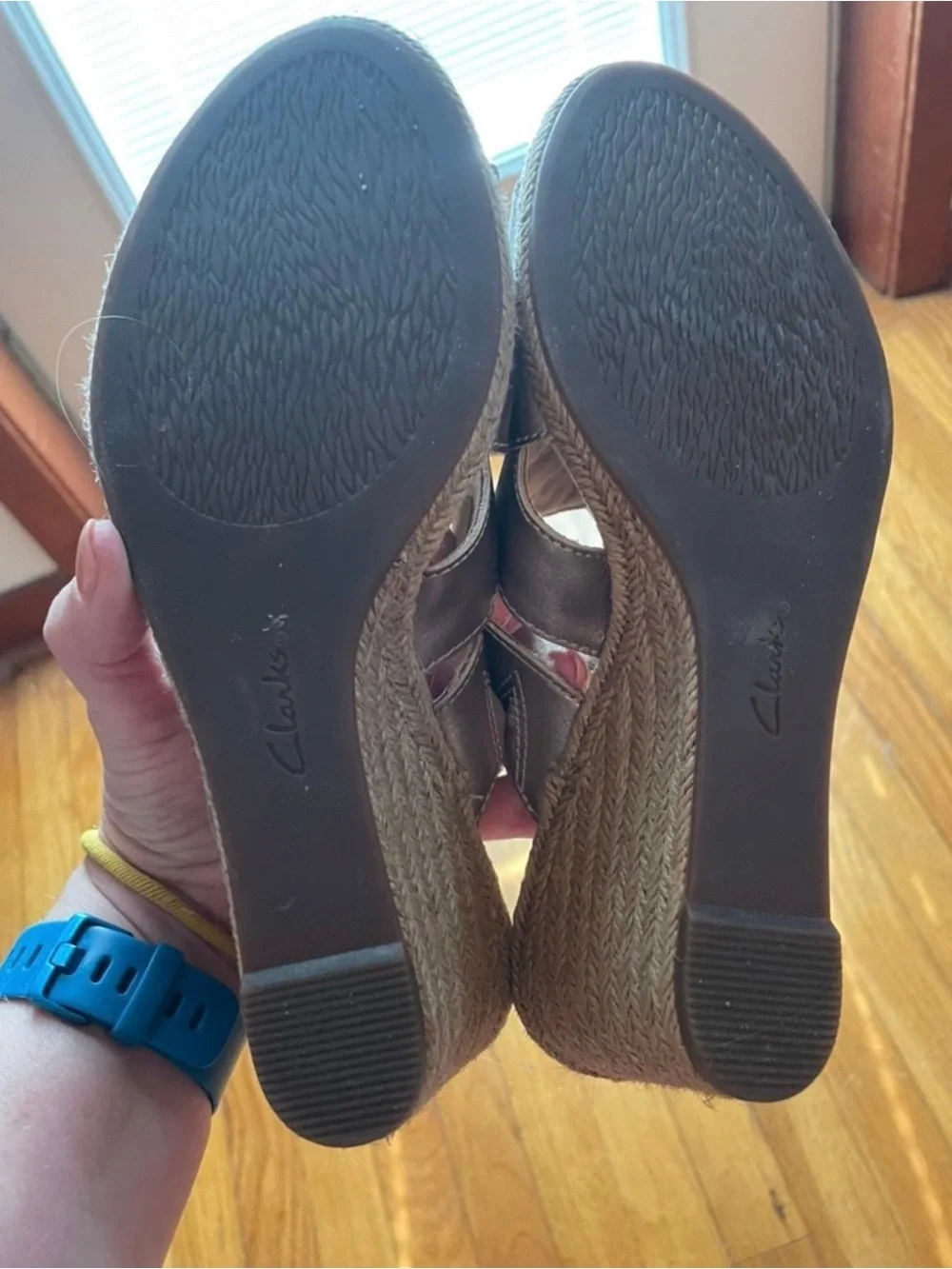 Clarks Metallic Slingback Wedge Sandals